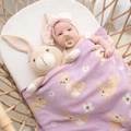 Living Textiles - 100% Cotton Whimsical Lilac Bunny Baby Blanket