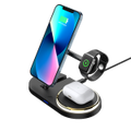 Multifunctional Smart Charger Foldable Wireless Charging Watch Headset 15W Wireless Fast Charging LED Light Black