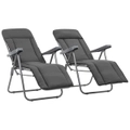 Folding Garden Chairs with Cushions 2 pcs Grey vidaXL