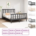 Solid Wood Pine Bed Frame Bedstead 180x200/150x200 cm Multi Colours vidaXL