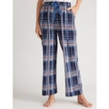 MILLERS - Womens Winter Pyjamas - Blue Pajama Pants - Check PJs - Bottoms Plush - Navy / Coral - Relaxed Fit - Full Length - Elastane - Warm Sleepwear