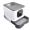 Large Sturdy Fully Enclosed Hooded Cat Litter Box Kitty Toilet Tray Set