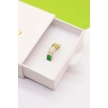 D'oro Women's/Ladies 3-Tone Size 8 Ring Halo Ombre Green Chic Fashion Jewellery