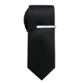 2pc Jeff Banks Men's Stylish Modern Formal Tie & Tie Bar/Clasp Set Plain Black