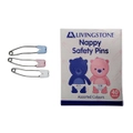 Livingstone Nappy Safety Pins with Lock Stainless Steel Mixed Colours 56mm 40 Box