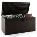 Giantex 445L Garden Storage Box Patio Deck Box Outdoor Bench Seat Container Brown