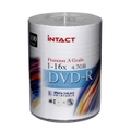 100 x INTACT Blank DVD-R 16X 4.7GB - Full Hub Printable A Grade DVD Discs