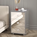 Advwin Mirrored Bedside Table 3 Drawers Nightstand Storage