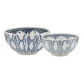 2pc Ecology Oasis Stoneware Sauce/Snack Dip Bowl Dish Container Set White/Blue