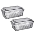 2x Pasabahce 480ml Kitchen Butter Dish Keeper Glass Container Storage Holder CLR