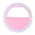 Portable Clip-on Mini LED Ring Selfie Self-portrait Supplementary Fill-in Lighting Light for iPhone Blackberry Samsung HTC Smartphone pink