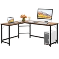 Costway L-shaped Computer Desk Corner Desk w/CPU Stand Home Office Writing Desk 2 Person Study Workstation,Brown