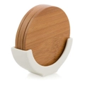 Casa Gift Boxed - Set Of 4 Bamboo Coasters With Porcelain Stand