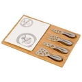 Casa Gift Boxed - Rectangular Porcelain Cheese Board on Bamboo Base with 4 Knives