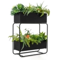 Costway 2-Tier Raised Garden Bed Outdoor Elevated Planter Box Flower Herb Container Storage Shelf Home Office