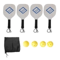 ADVWIN Pickleball Paddles, Wood Pickleball Paddle Set of 4 with 4 Balls and 1 Carry Bag, Indoor & Outdoor Pickleball Balls
