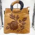Women�s Light Brown Leather Tooled Handbag Shoulder Bag