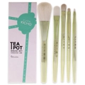 Tea Pot Brush Set by Kicho for Women - 5 Pc Blush Brush, Concealer Brush, Shadow Brush, Detailer Brush, Eyeliner Brush