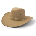 Faux Felt Leather Cowboy Sun Hat - Beige