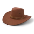 Faux Felt Leather Cowboy Sun Hat - Brown