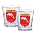Dolphins NRL Set of 2 Spirit Glasses 250ml Glass Logo Design