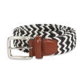 Jeff Banks Men's Slim-line Woven Casual Belt w/Embossed Logo Navy/White