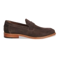 Jeff Banks Men's Leather Suede Loafer Slip On Shoes w/Heel Brown