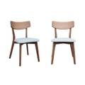 Set Of 2 Fabric Dining Chair Wooden Frame - Mint & Walnut