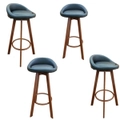 Set of 4 Faux Leather Kitchen Counter Bar Stool Wooden Legs - Black & Walnut