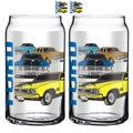 Ford Cars Coloured Can Shaped Glasses Set of 2