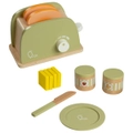 Teamson Kids Little Chef Frankfurt 11 Piece Wooden Toy Toaster Set with Cuttable Play Food & Kitchen Accessories, Green