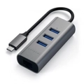 SATECHI Aluminum Type-C 2 in 1 - 3 Port USB Hub and Ethernet, 3x USB3.0, 1x Ethernet Port [ST-TC2N1USB31AM]