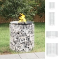 Gabion Fire Pit Round Outdoor Firepit for Camping Patio Galvanised Iron vidaXL