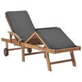 X2 Sun Lounger Solid Wood Outdoor Daybed Recliner Garden Furniture With Cushions