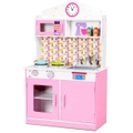 Costway Kids Kitchen Role Play Set Wooden Pretend Cooking Toys Children's Gift w/Cookware Pink