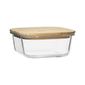 Ecology Nourish 15cm Square Clear Glass Storage Food Container w/ Bamboo Lid