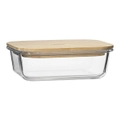 Ecology Nourish 20cm Rectangle Clear Glass Storage Food Container w/ Bamboo Lid