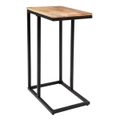 C-Shaped Mango Wood Side Table With Black Metal Legs Nightstand Storage
