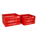 2pc Colours Of Christmas 32x27cm Xmas Eve Wood Crate Hamper Storage Decor Red