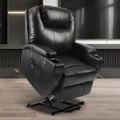 Advwin Recliner Chair Electric Lift Chair Leather Lounge Sofa Couch Seat with 2 USB Ports, 2 Cup Holders Black