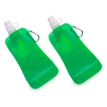 2x Doozie 450ml Collapsible/Camping Water/Drink Bottle Gym/Sport/BPA Free Green