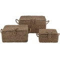 3pc Amalfi 30/40/50cm Valetta Trunks Home Storage Box Organiser Natural Weave