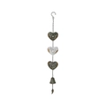 Willow & Silk Hanging 87cm Antique 3 Hearts Metal Bell Chime Home/Garden Decor