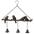 Willow & Silk Hanging 48cm Metal Lovebirds on Branch Home/Garden Bell Wind Chime