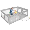 205x147x69cm Baby Playpen Child Play Mat Interactive Safety Gate Toddler Slide Fence Play Yard Game Gift Grey