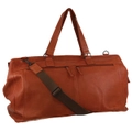 Pierre Cardin Leather Rustic Overnight Bag Travel Duffle Duffel - Cognac