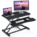 Costway Height Adjustable Standing Desk Riser Sit Stand Office Desk Dual Keyboard Tabletop Home Workstation Black