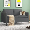 Ufurniture 2 Seater Sofa Linen Modern Couch Lounge Chair, w/Iron Legs for Compact Small Space Dark Grey