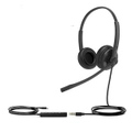 YEALINK UH34 Dual Ear Wideband Noise Cancelling Headset, USB-C and 3.5mm, Leather Ear Piece, YHC20 Controller with UC Button, Stereo