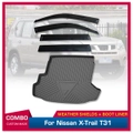 Weather Shields + Cargo Mat for Nissan X-Trail Xtrail T31 2007-2013 Weathershields Window Visors Boot Mat Boot Liner